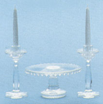 Dollhouse Miniature M-70C Cake Plate/Candlesticks Minikit, Crystal